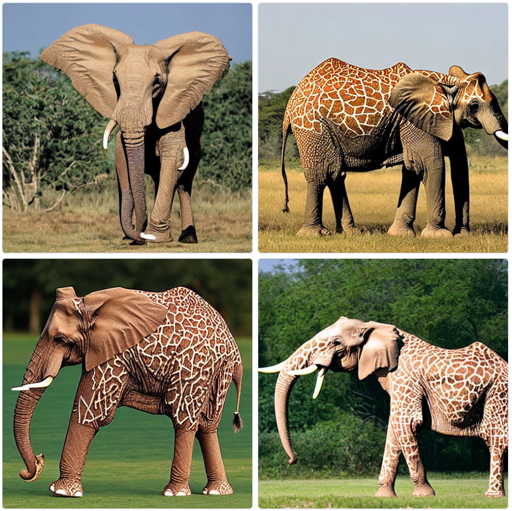 Elephant with giraffe spot pattern