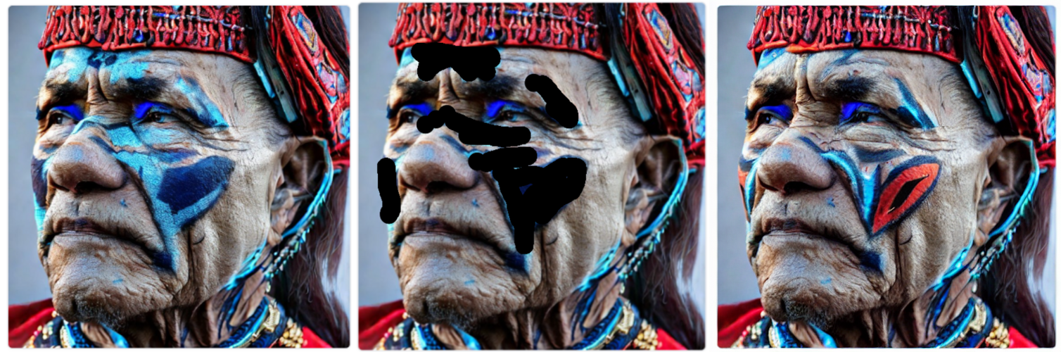 Warrior chief with modified face painting